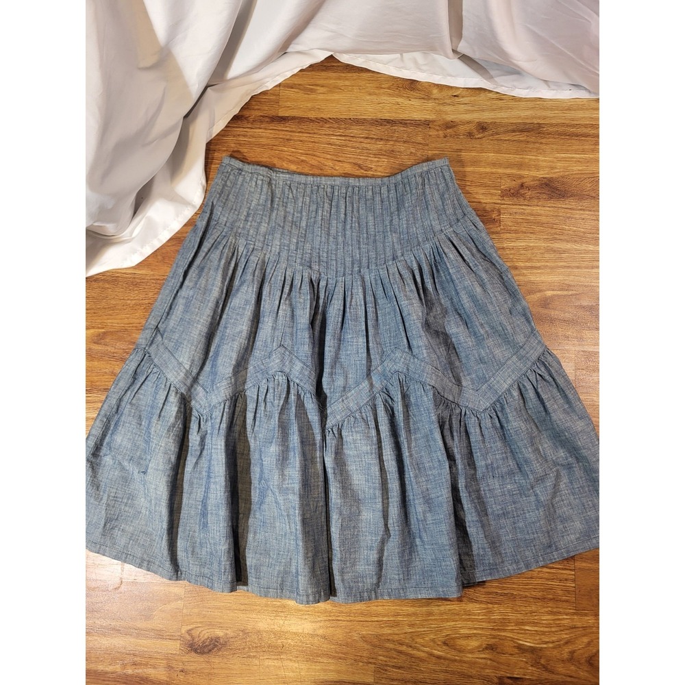 Lauren Ralph Lauren Blue Tiered Maxi Skirt